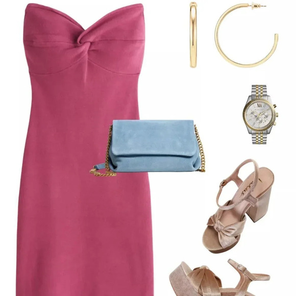 Abercrombie Strapless Twist-Front Mini Sweater Dress Raspberry Size Medium - Picture 2 of 9